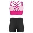 thumbnail image 2 of TTAO Girls 2 Piece Tankini Swimsuit Criss Cross Tank Top with Bottoms Rash Guard Swim Set Rose&Black 10, 2 of 5