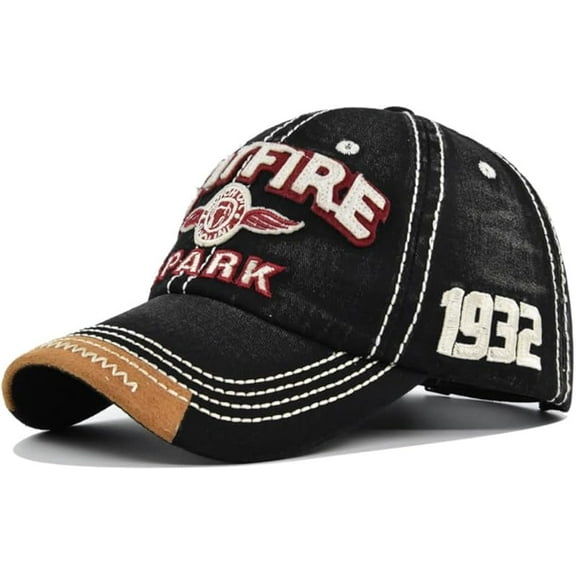 Vintage Baseball Cap 100% Cotton Sun Hat Washed Denim Trucker Cap Embroidery Spitfire for Men Women Adjustable Size