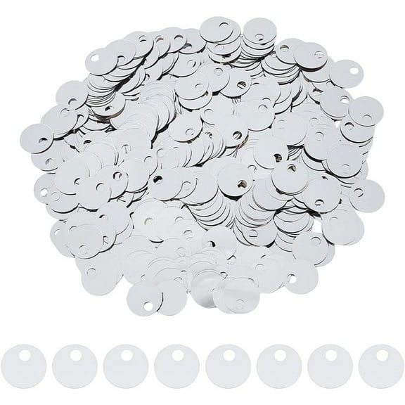 1600Pcs Flat Round Sequin Paillettes 19mm Plastic Large Hole Sequins Loose Paillette Metallic Silver Sequins Bulk