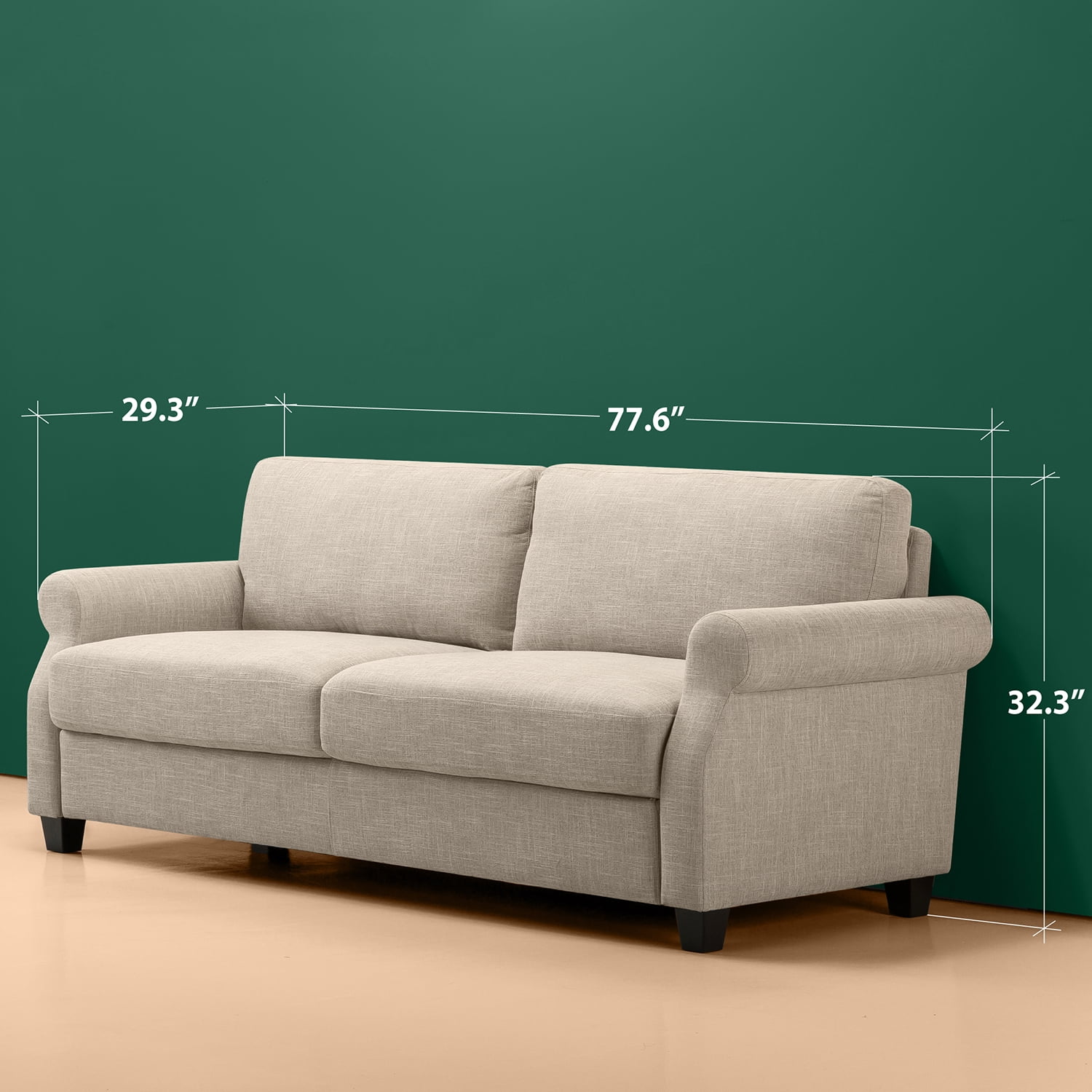 Woven Paths  77" Josh Sofa Couch, Beige Fabric