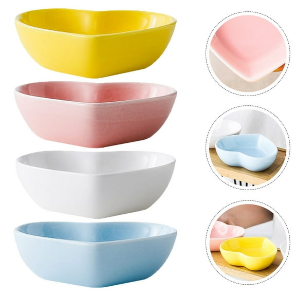 Masteelf 4 Pcs Round Ceramic Saucer Seasoning Dishes Dipping Plates