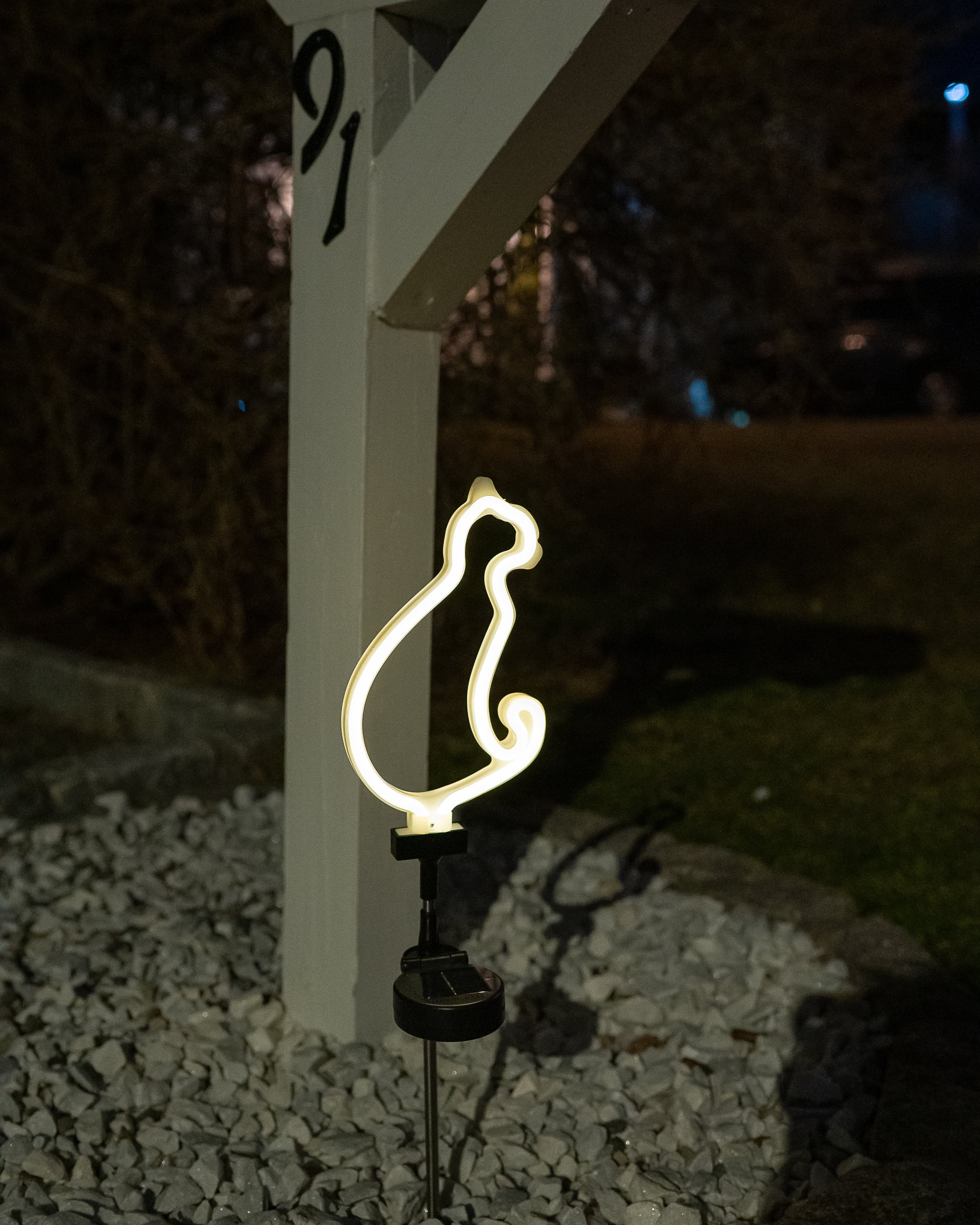 Solar Cat LED Neon Outdoor Garden Décor Ground Stake Light