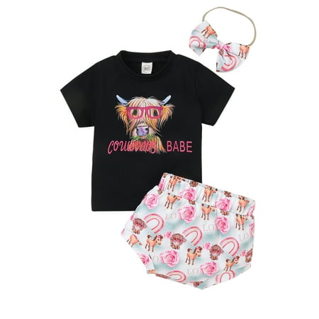 

Diconna Newborn Baby Girl Clothes Infant Rib Frill Romper Flared Pants Headband Set 3pcs Outfits Black 12-18 Months