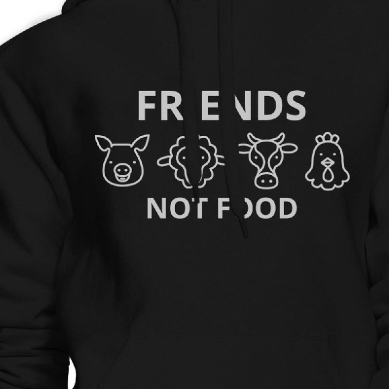 Friends Not Food Unisex Black Hoodie Unique Animal Design Gift
