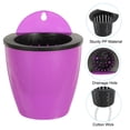 thumbnail image 4 of Unique Bargains 4 Inch Self Watering Plant Pot Hanging Planters with S Hooks, Purple 3 Pack, 4 of 7