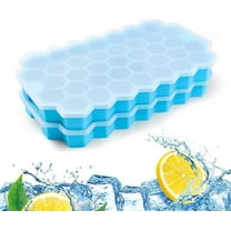 Ice Cube Tray, Wattne 2 Pack Ice Trays, BPA Free, Flexible, Stackable Ice Cube Tray with Lids, Silicone ice trays for Whiskey and Cocktail (Blue)