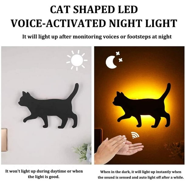 SAYDY LED Sound Control Projection Lampe 3D Chat Mur Lampe Chat
