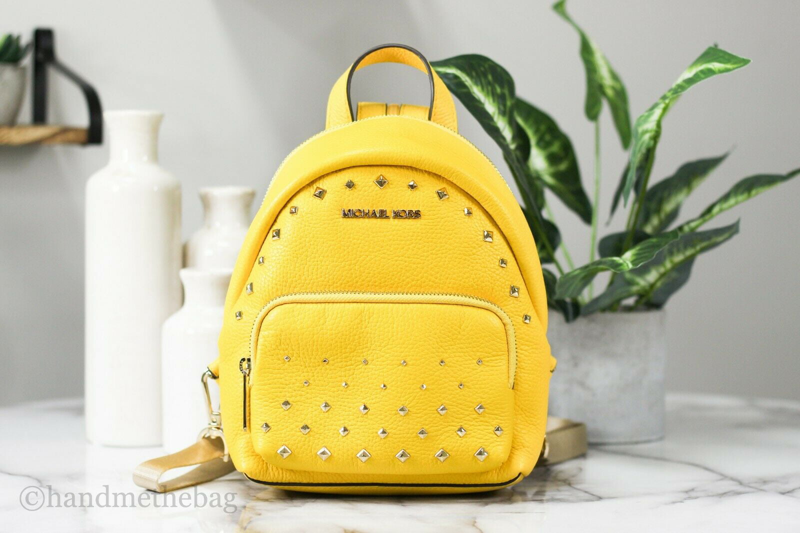 Abbey leather backpack Michael Kors Yellow in Leather  31596617