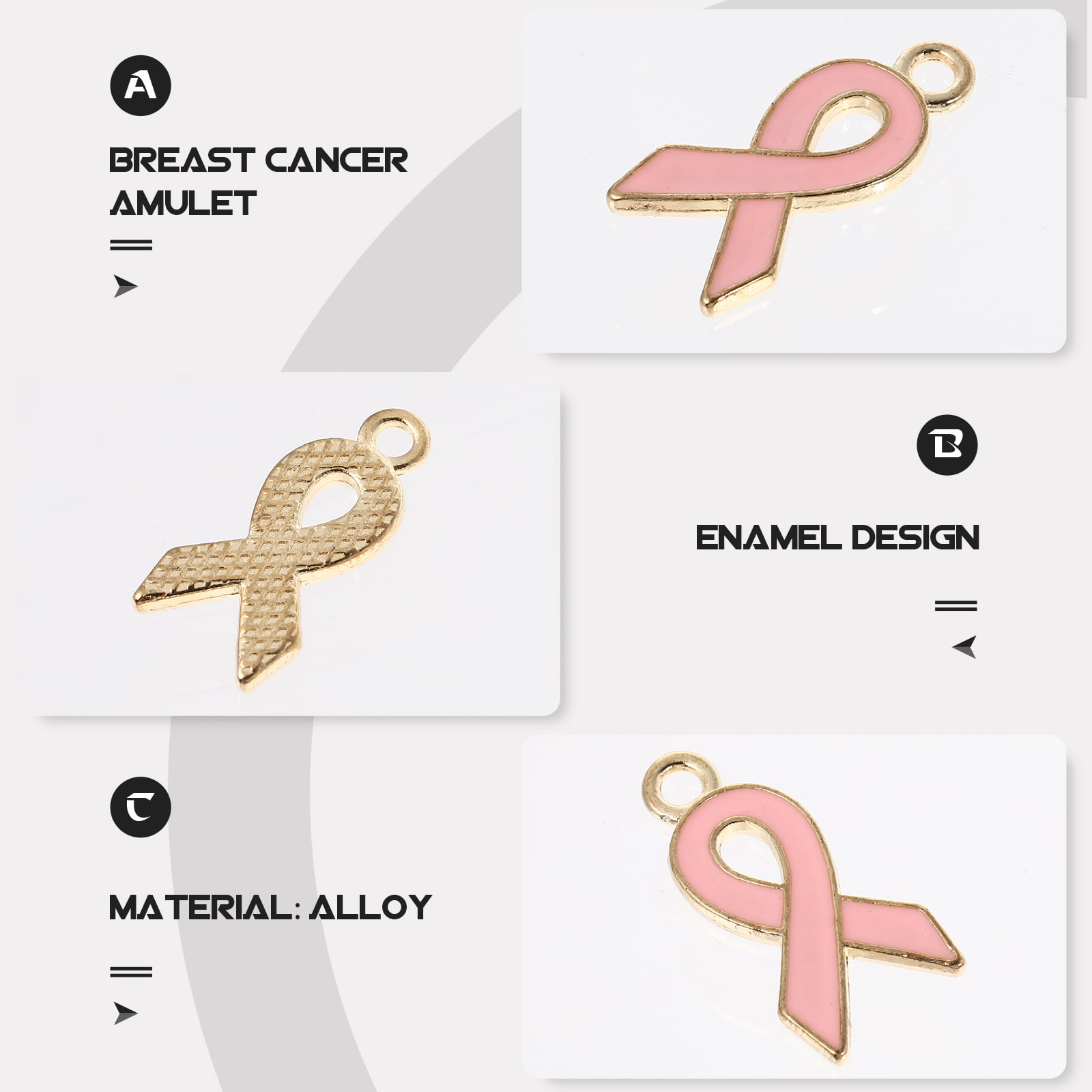 Awareness Ribbon Charms 5pk - Pink