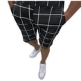 thumbnail image 2 of Pxiakgy mens shorts Male Summer Casual Slim Big Plaid Print Shorts Zipper Fly Semi Elastic Waist Pocket Shorts Men Casual Shorts Black + L, 2 of 6