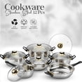 thumbnail image 4 of Alpine Cuisine Stainless Steel Cookware Set 12-Pcs with Glass Lid & Comfortable Handle, Included Dutch oven, Sauce Pan, Fry Pan, Cookware Set for Home Kitchen Healthy Cooking, Easy To Use & Clean, 4 of 7