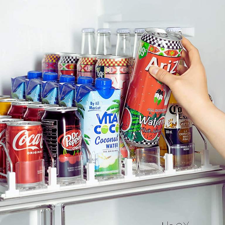 Refrigerator Can Drink Holder 2 Tier Stackable Beverage Can Organizer Bin Pop  Soda Can Rolling Dispenser 