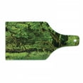 thumbnail image 1 of Rainforest Cutting Board, Trees with Moss Natural Paradise Silence in the Wild Nature Relaxation Illustration, Tempered Glass Cutting and Serving Board, Wine Bottle Shape, Green, by Ambesonne, 1 of 1