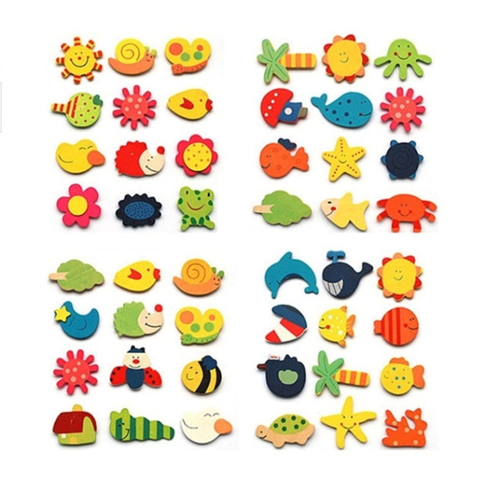 12Pcs Set Cute Fridge Magnet Wooden Cartoon Shape Educational Toys for Baby Kids Walmart