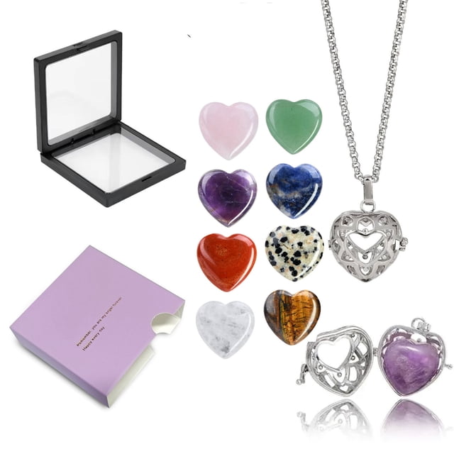 Heart Pendant Necklace Gift Set With Adjustable Chain And Mini Earrings For Valentines Day Jewelry Box