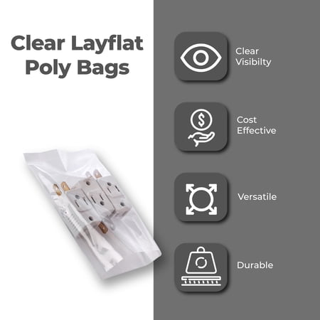 40x48 Inch, Clear Layflat Poly Bags 4 Mil, 50/Case Plastic Bags
