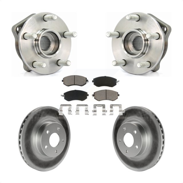Transit Auto Front Hub Bearing Assembly Coated Disc Brake Rotors and Ceramic Pads Kit for Car Subaru Impreza KBB-121288