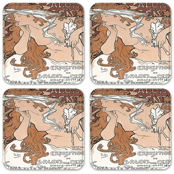 Vinyl Drink Coasters - Set of 4 - Mucha: Salon
