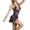 Navy, variant on WREESH Womens Lingerie Slip Dress Fashion Printing Sling Dress V-Neck Underwear Lingerie Nightdress Black