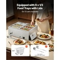 thumbnail image 4 of Stainless Steel Electric Bain Marie Food Warmer 1500W, 6-Pan Commercial Steam Table with Lid & Ladles, Countertop Buffet Warmer for Catering and Restaurants, 4 of 10