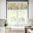 thumbnail image 3 of Watercolor Floral Kitchen Curtains and Valances Set, Rod Pocket Curtains Tier Farmhouse Window Curtains 24 Inch Length, Yellow Poppy Wild Flower Rustic Beige 3 Piece Kitchen Curtains Set, 3 of 6