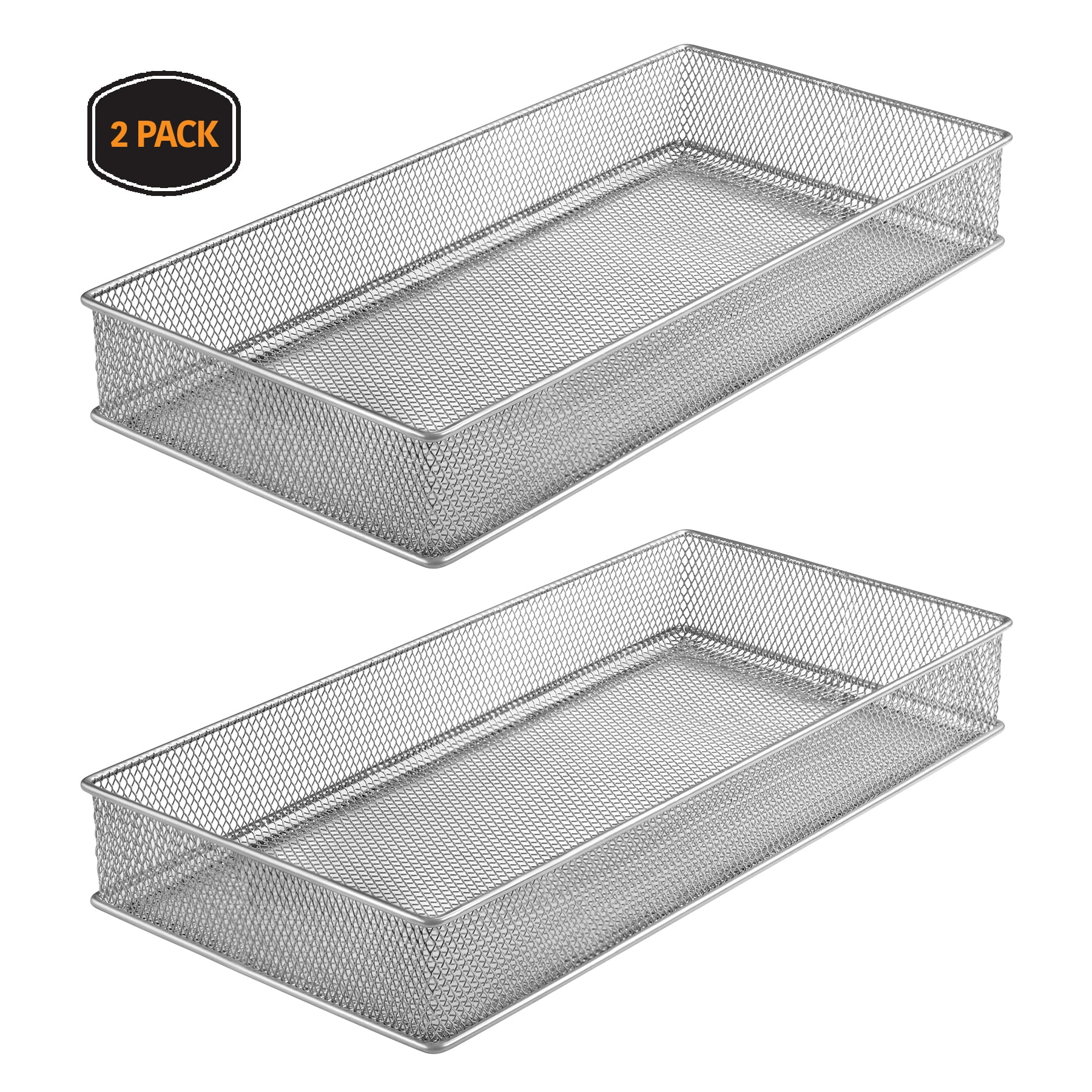 YBM Home Silver Mesh Drawer Organizer Tray for Home and Office (2 Pack