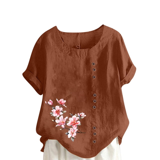 Camisetas de Manga Corta para Mujeres, Camiseta de Manga Corta Impresa Casual Hecha de 95% Poliéster 5% Spandex para Todas las Estaciones, Camisetas de Manga Corta para Mujeres