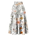 thumbnail image 7 of Women's Floral Midi Skirt, Drawstring High Waist Tiered Pleated Skirt, Casual Boho Skirt for Vacation, Daily Wear and Spring Outfits,Beige,L, 7 of 7