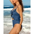 thumbnail image 3 of Women's Sexy Ruffled V Neck Bathing Suits Monkini Cross Tied Slimming One Piece Swimwear, 3 of 5