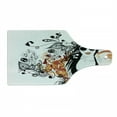 thumbnail image 1 of Feminine Cutting Board, Party Girl Glasses with Flowers Blossoms Ornamental Patterns Background Image, Tempered Glass Cutting and Serving Board, Wine Bottle Shape, Orange Black, by Ambesonne, 1 of 1