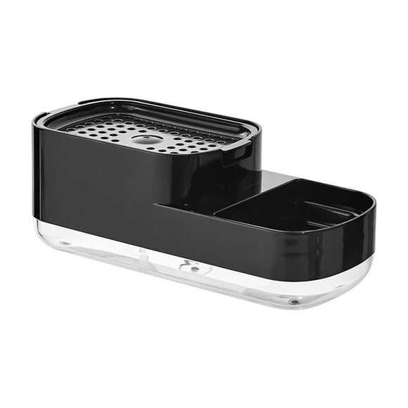 Dish Soap Dispenser Refillable Organizer with Sponge Holder Large Capacity Black