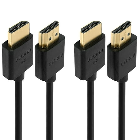 Cmple - 2 Pack High Speed HDMI Cable 15 ft 4k@60Hz Ultra Thin HDMI 2.0 Cable 4k HDMI Cable ARC 3D 4k HDMI Cord - Flexible