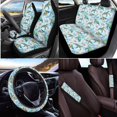 thumbnail image 2 of KUIFORTI Turtle Print 13 PCS Car Seat Cover Set Seat Covers Steering Wheel Cover Seat Belt Cover Pad Keychain Lipstick Protector Car Cup Coasters Car Garbage Bag Rear View Mirror Cover, 2 of 7