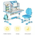 thumbnail image 4 of Visland 2Pcs/Set Kids Study Desk Chair Set, Height Adjustable Study Table Chair Set Ergonomic Desk Chair with Large Writing Board, Bookshelf and Drawer, 4 of 8