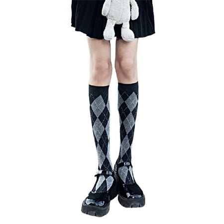 

ZENTREE 1 Pair Chic Women Plaid Knee Socks Girl Fashion Cute Party Knee-high Stockings JK Japanese Student Ladies Korean Style