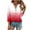 Red, variant on Meichang 3/4 Length Sleeve Womens Tops Stand Up V Neck Button Henly Shirts Trendy Gradient Loose Fit T Shirts Plus Size Casual Soft Tops Blue L