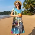 thumbnail image 4 of Honeii Playful Hedgehog Forest Pond Print Women’s Short Sleeve Dress, Comfortable Casual Dress, Soft Polyester Spandex Blend, Stylish Everyday Wear for Summer, Perfect for Travel and Vacation, 4 of 6