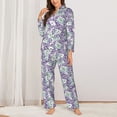thumbnail image 2 of Saiise Lavender Flowers Print Women Soft Pajama Sets,Long Sleeve Sleepwear Button Up 2-Piece Pjs Lounge Sets-XX-Large, 2 of 7