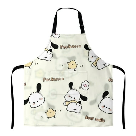 

Pochacco Adjustable Apron Cute Cartoon Cooking Apron with Pockets Machine Washable