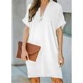 thumbnail image 1 of Robe d'Été Unie pour Femmes Papillon Découpée Décontractée Col en V Manches Courtes Robes Amples, 1 of 2