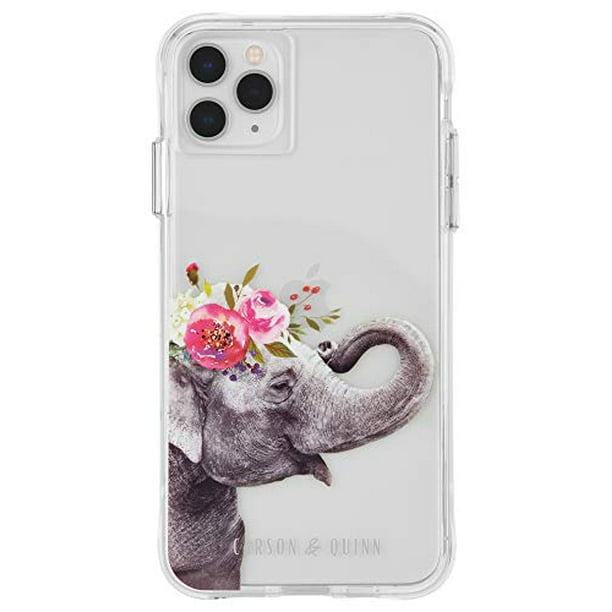 Carson & Quinn Case for iPhone 11 Pro Max/Xs Max Clear/Floral Elephant