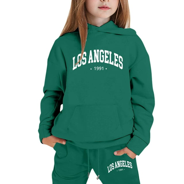 Girls Outfits Hoodies Letter Print Sweatshirt Stylish Comfortable Everyday Wear