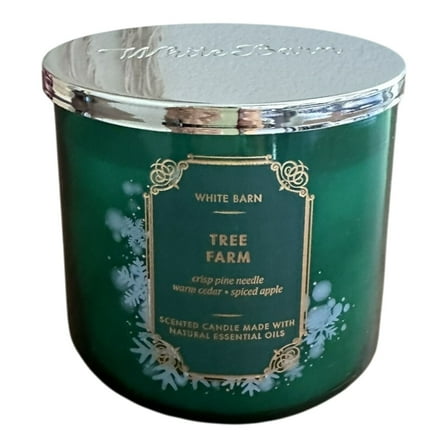 Bath and Body Works Tree Farm Scented 3-Wick Candle (White Barn) Crisp Pine Needle, Warm Cedar, Spiced Apple (14.5 oz / 411 g)