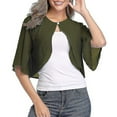 thumbnail image 2 of Cardigan Court pour Femmes en Mousseline, Haut Ouvert à l'Avant, Boléro, Shrug, Manches Courtes, Crop Tops, 2 of 4
