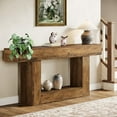 thumbnail image 1 of Table Console à 2 Niveaux, Table d'Entrée Style Ferme 63 Pouces avec Base en U, Table de Sofa en Bois derrière le Canapé, 1 of 5