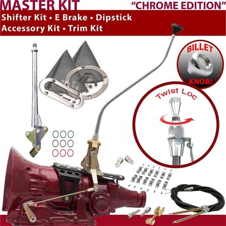 American Shifter PG Shifter Kit Chrome 23 in. Swan E Brake Cable Clamp Clevis Trim Kit Dipstick for F6B1B
