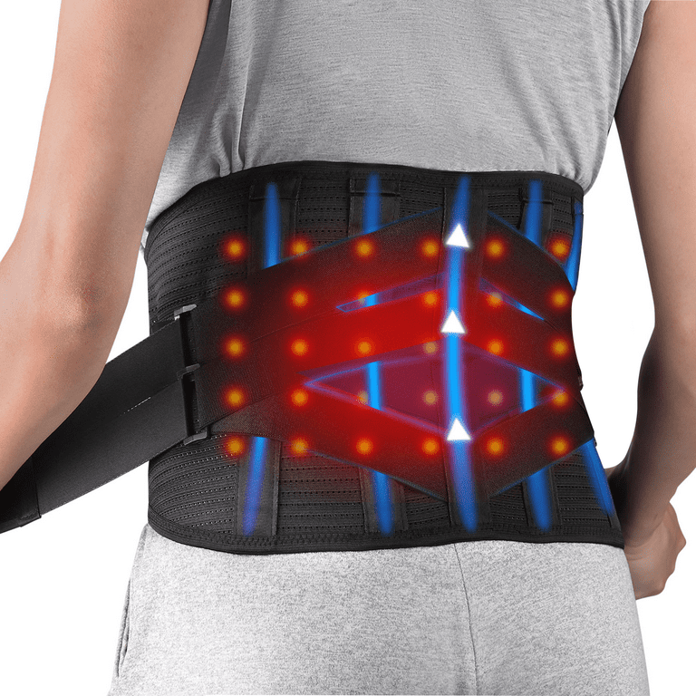 Heated Back Brace, Compression Lumbar Support Belt with Heating Pad for  Lower Back Pain Herniated Disc and Scoliosis Pain Relief, Breathable Mesh &  Metal Stays for Women and Men (XL) 