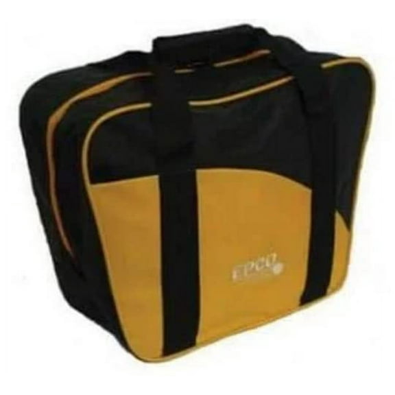 BuyBocceBalls Listing - 4 ball (with shoes) Aurora Soft Pack Bowling (Candlepin or Duckpin) Ball Bag - Black & Marigold