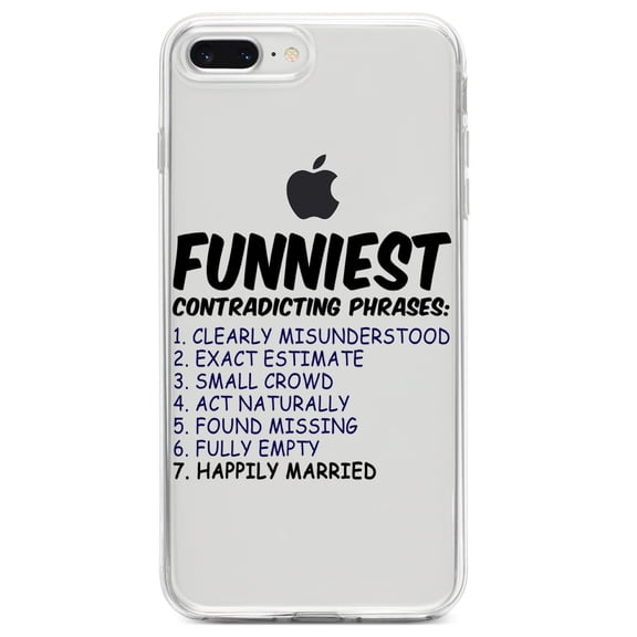 DistinctInk Clear Shockproof Hybrid Case for iPhone 7 PLUS / 8 PLUS (5.5" Screen) TPU Bumper Acrylic Back Tempered Glass Screen Protector - Funniest Contradicting Phrases - Married