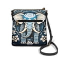 thumbnail image 2 of LedBack Elephant Print Leather Shoulder Purse for Women Crossbody, Zipper Hobo Bag Messenger Purse Medium Size Satchel Purse with Adjustable Strap, Blue, 2 of 7